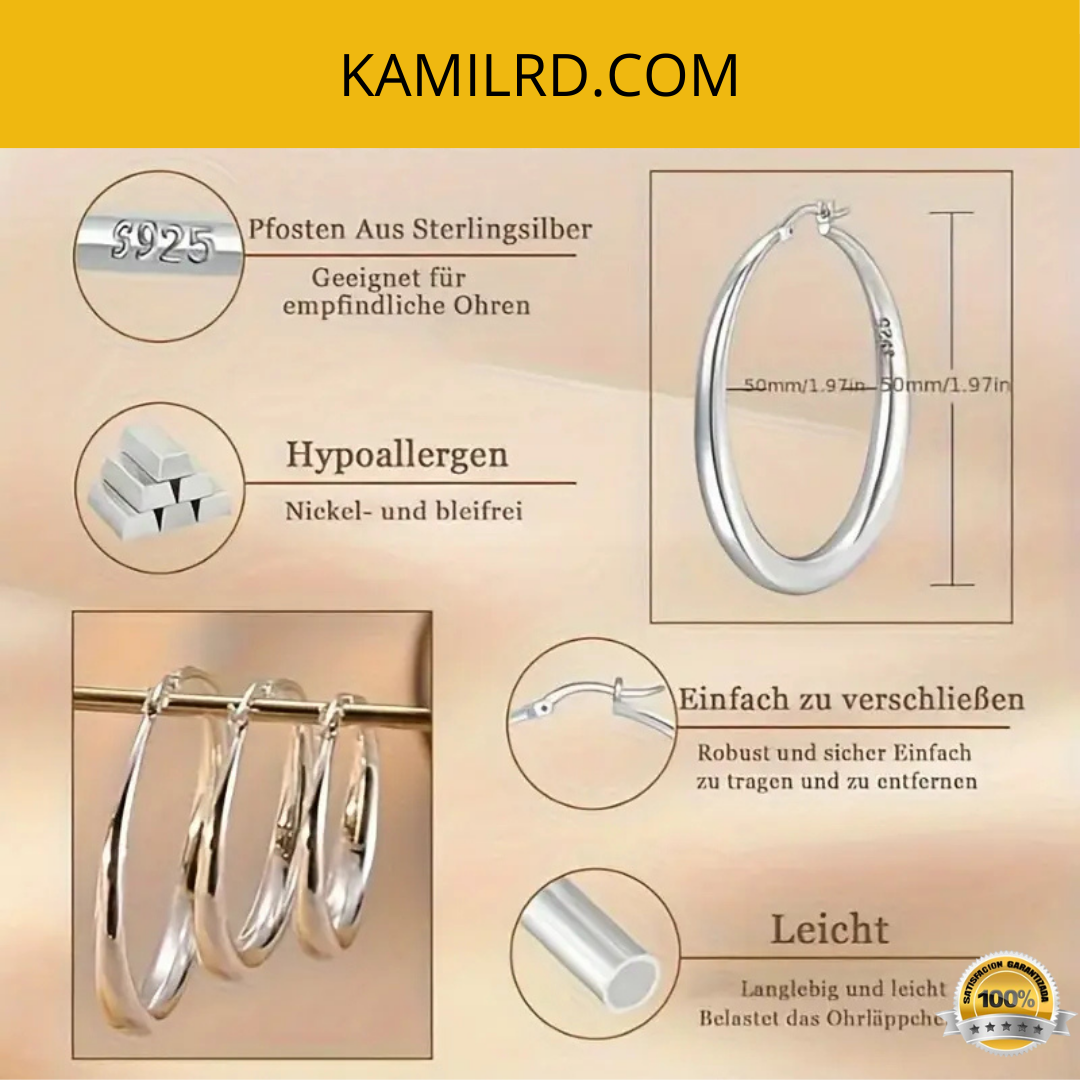 Aros de Plata Pura Elegance 925™ | Argollas Plata 925